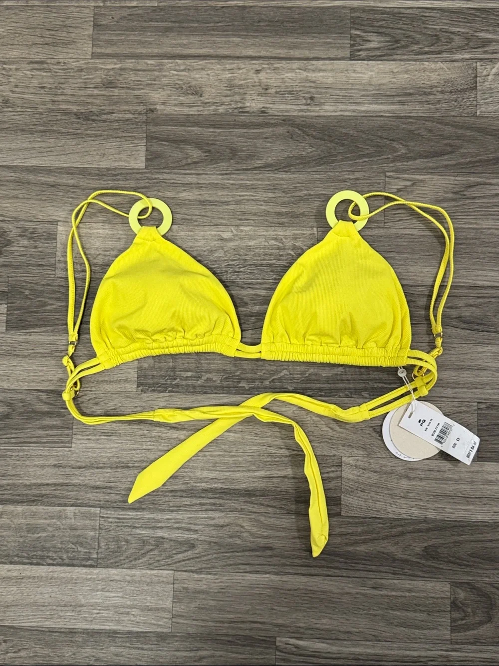 NWT PQ Swim Sunburst Ring Tri bikini top women’s sz D